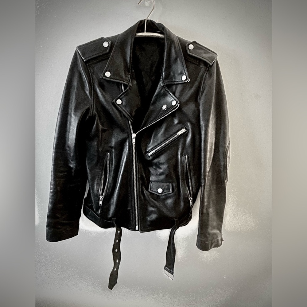 BLK DEMIN LINED MOTO JACKET